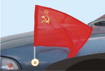 Флаг СССР c креплением на присоске на крыло автомобиля